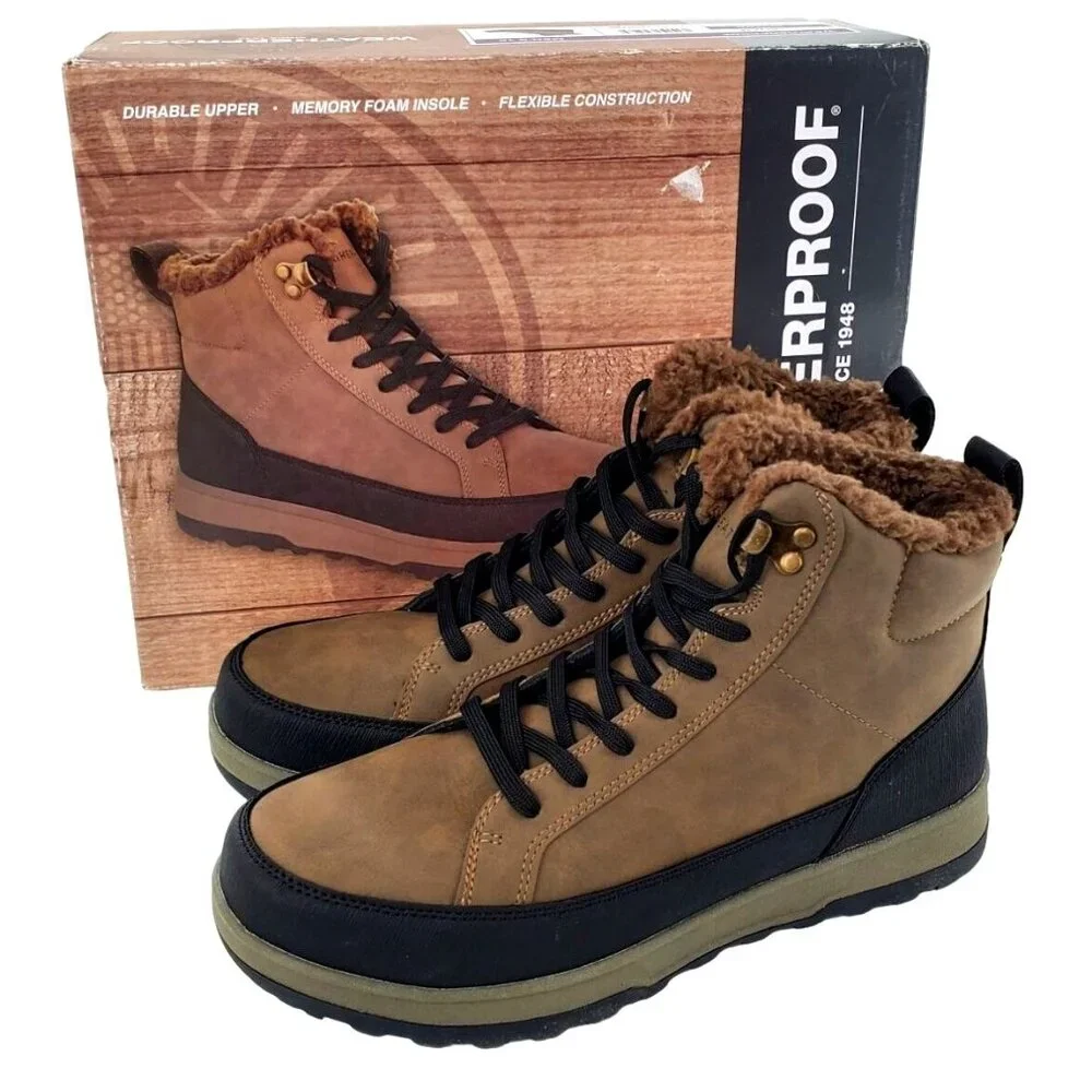 Weatherproof 10 Men Winter Boots Logjam Shearling Lace-up Outdoor Snow Shoes